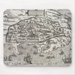 Mousepad Mapa da cidade de Alexandria em Egipto, c.1625