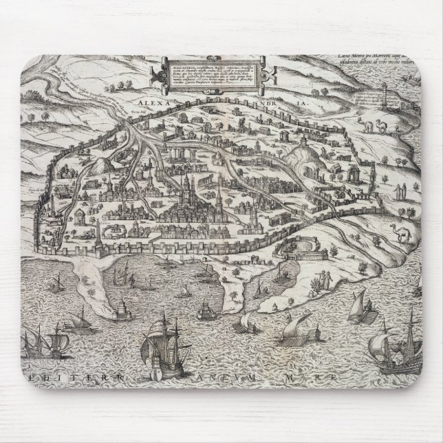 Mousepad Mapa da cidade de Alexandria em Egipto, c.1625 (Frente)