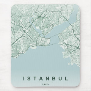 Mousepad Mapa da Cidade de Istambul Turquia Design Minimali