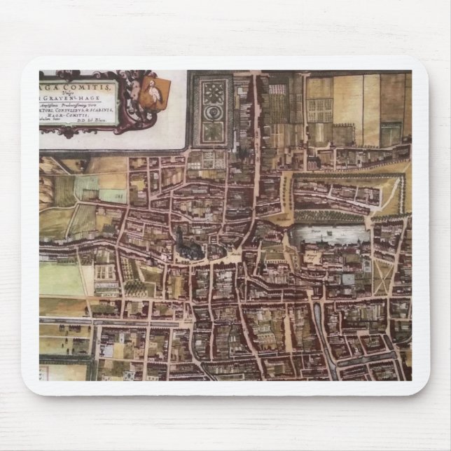 Mousepad Mapa da cidade de réplica de Haia 1649 (Frente)