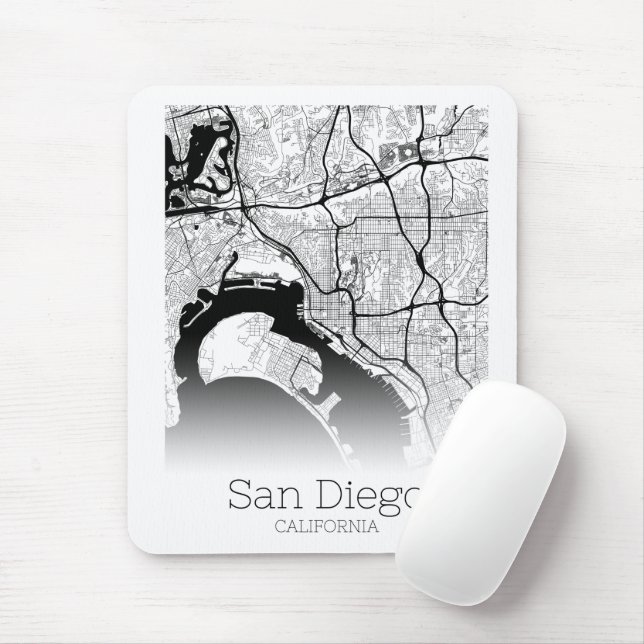 Mousepad Mapa da cidade de San Diego moderno (Com mouse)