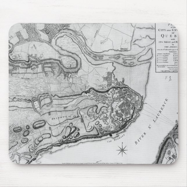 Mousepad Mapa da cidade e dos arrabaldes de Quebeque (Frente)