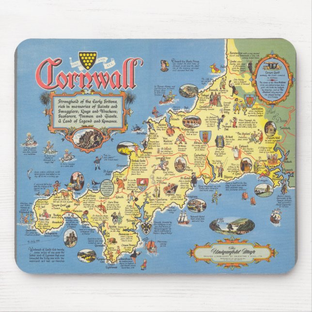 Mousepad Mapa da Cornualha, Inglaterra (Frente)