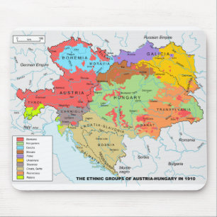 Mousepad Mapa da diversidade étnica Áustria-Hungria em 1910