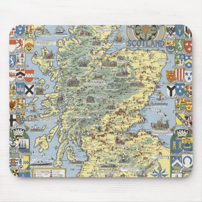 Mousepad Mapa da Escócia Histórica (Frente)