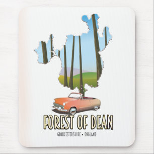 Mousepad Mapa da Floresta de Dean Gloucestershire na Inglat