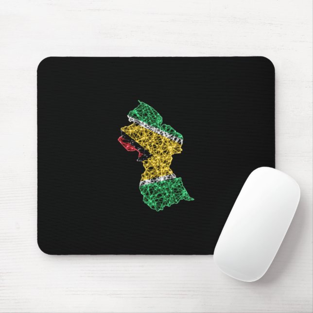 Mousepad Mapa da Guiana, Mapa da linha de malha polígono (Com mouse)