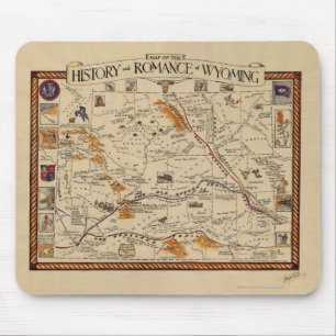 Mousepad Mapa da história e do romance de Wyoming