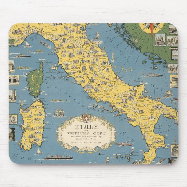 Mousepad Mapa da Itália com Cidade do Vaticano (Frente)