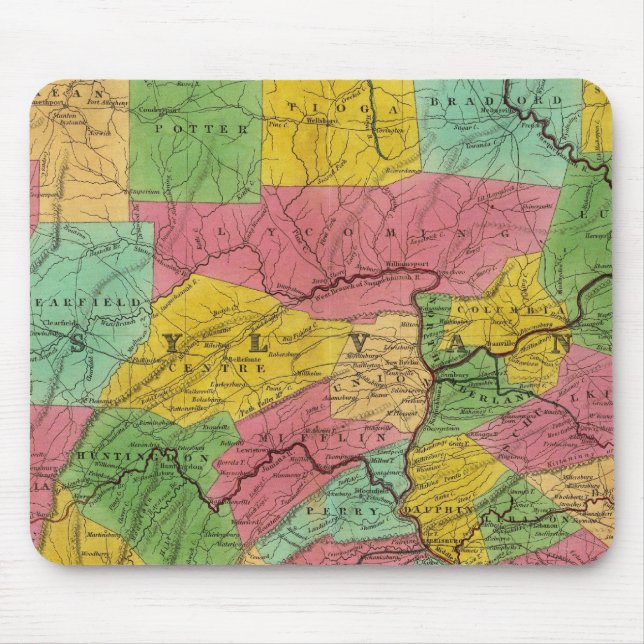 Mousepad Mapa da Pensilvânia, Nova Jersey e Delaware (Frente)