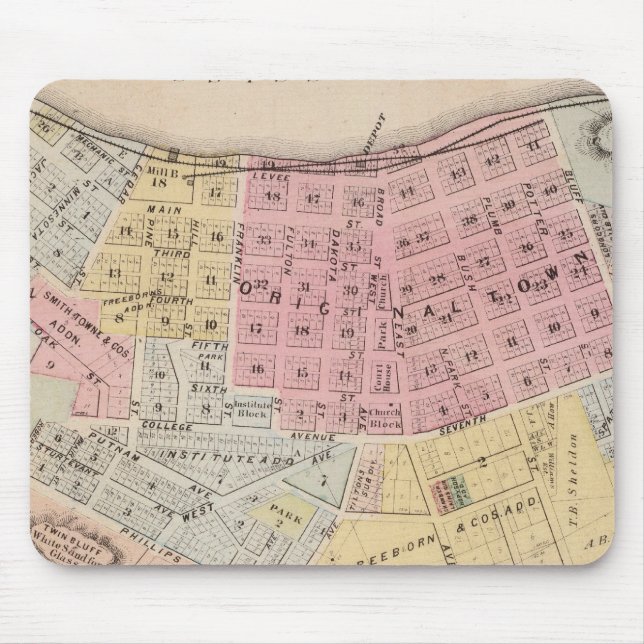 Mousepad Mapa da Red Wing, Condado de Goodhue, Minnesota (Frente)