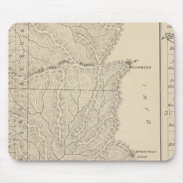 Mousepad Mapa da Seção do Condado de Tulare T1417S R3235E (Frente)
