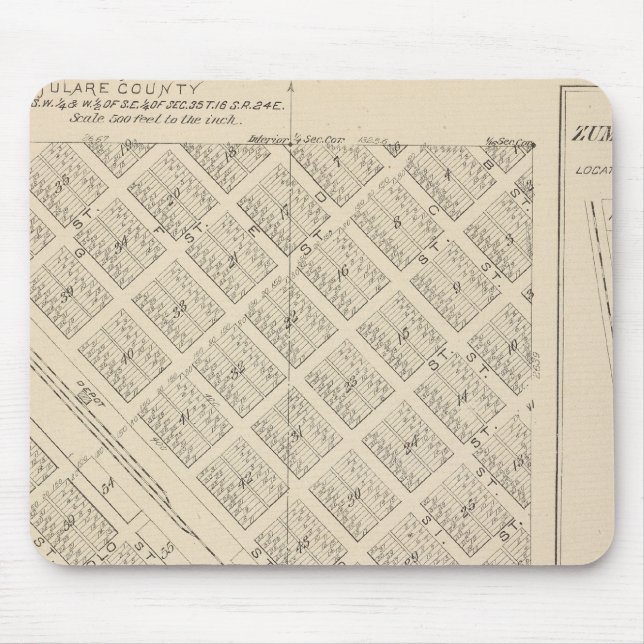 Mousepad Mapa da Seção do Condado de Tulare T16S R24E (Frente)