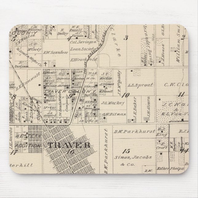 Mousepad Mapa da Seção do Condado de Tulare T17S R23E (Frente)