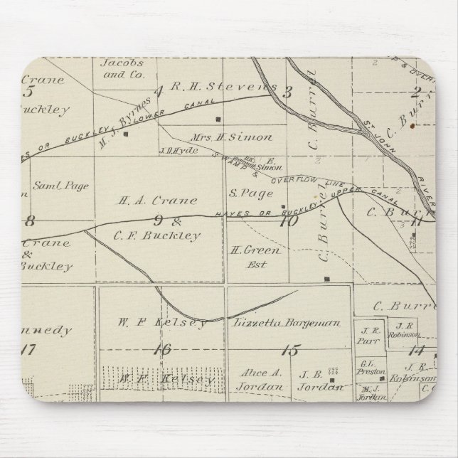 Mousepad Mapa da Seção do Condado de Tulare T18S R24E (Frente)