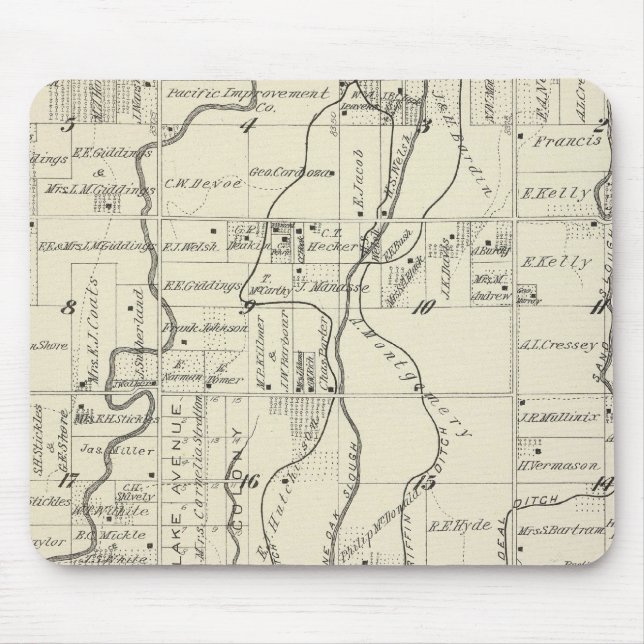 Mousepad Mapa da Seção do Condado de Tulare T19S R21E (Frente)