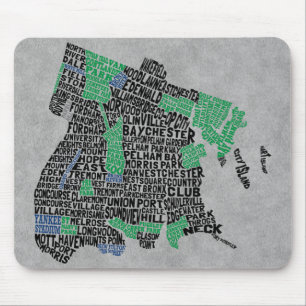 Mousepad Mapa da tipografia do Nova Iorque Bronx
