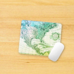 Mousepad Mapa da Vintagem Verde de Viajantes Legal da Amér