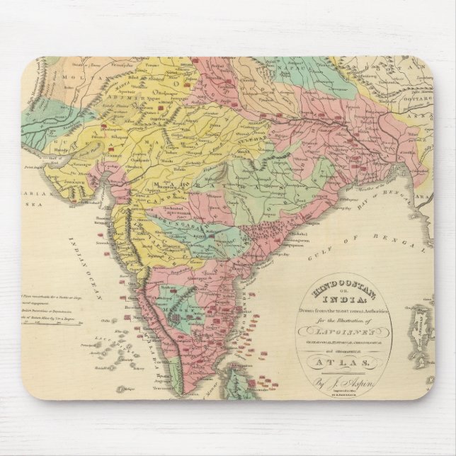 Mousepad Mapa das Batalhas da Índia e da Conologia do Mar (Frente)