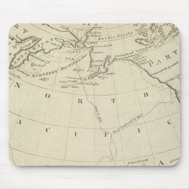 Mousepad Mapa das Descobertas feitas por Cook e Clerke 2 (Frente)