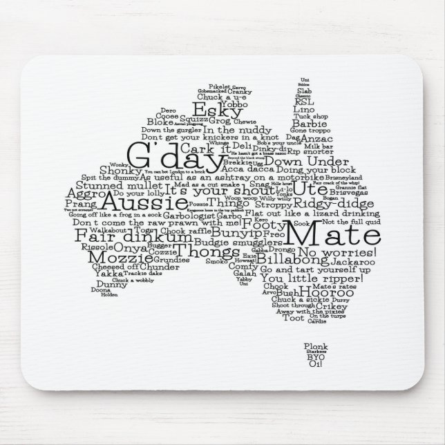 Mousepad mapa das gírias australianas (Frente)