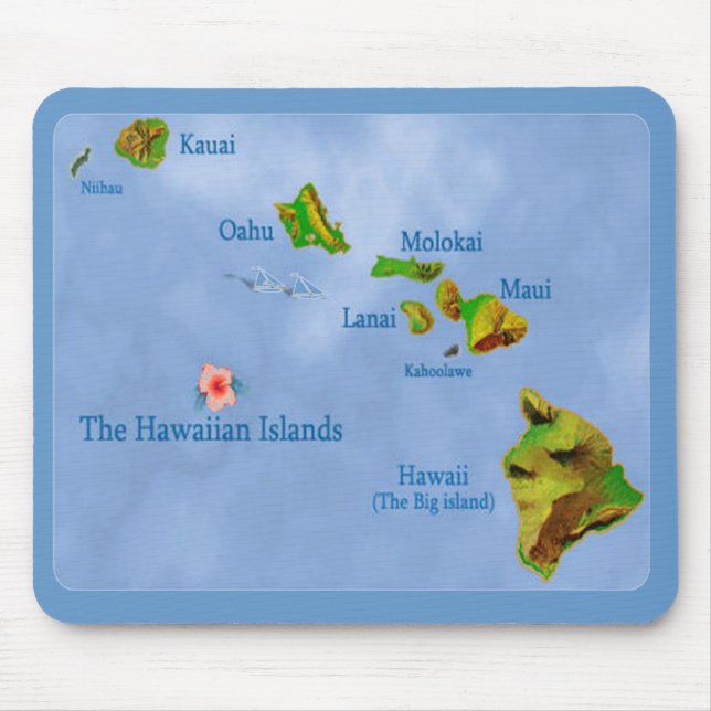 Mousepad Mapa das Ilhas do Havaí (Frente)
