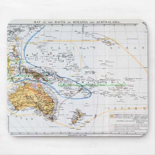 Mousepad Mapa das raças de Oceania e de Australasia (Frente)