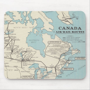 Mousepad Mapa das rotas Canadá-Canadá de correio aéreo