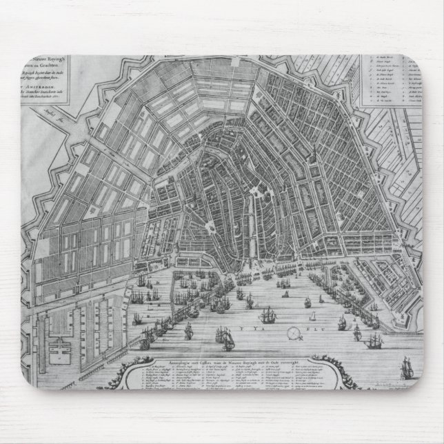 Mousepad Mapa de Amsterdão, 1662 (Frente)