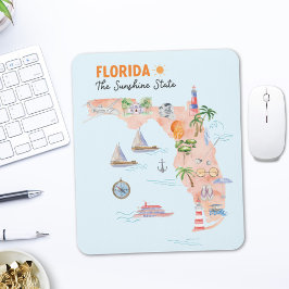 Mousepad Mapa de arte do estado da Califórnia em aquarela