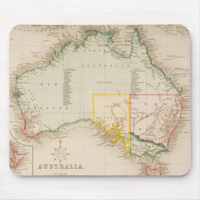 Mousepad Mapa de Austrália & de Nova Zelândia (Frente)