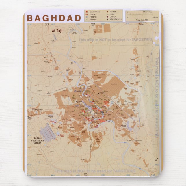Mousepad Mapa de Bagdade, Iraque (2003) (Frente)