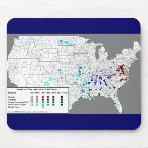 Mousepad Mapa de batalhas americano da guerra civil