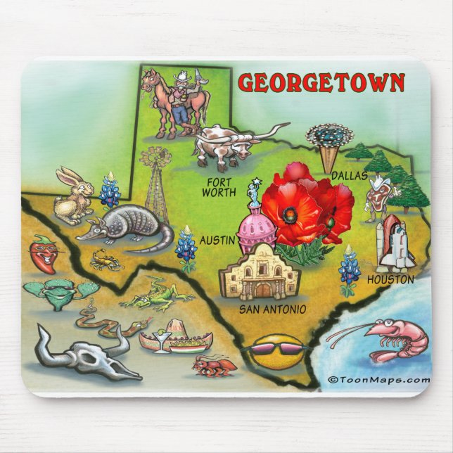 Mousepad Mapa de Cartões de Georgetown Texas (Frente)