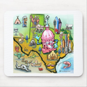 Mousepad Mapa de Cartoons de Austin Texas
