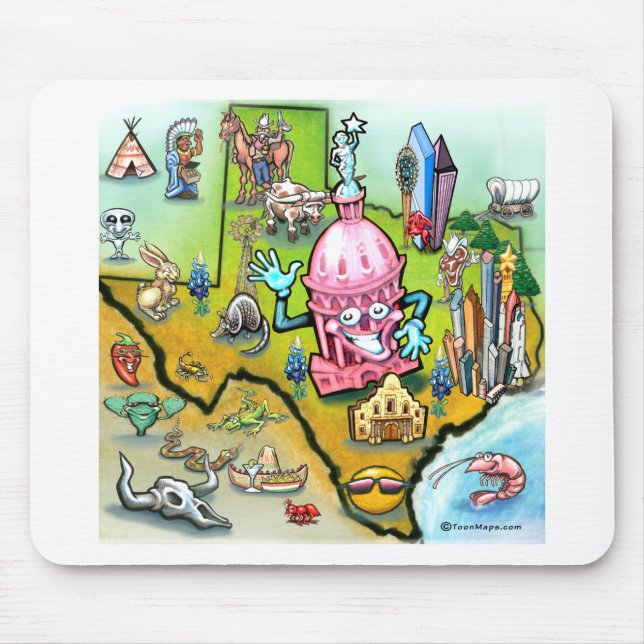 Mousepad Mapa de Cartoons de Austin Texas (Frente)