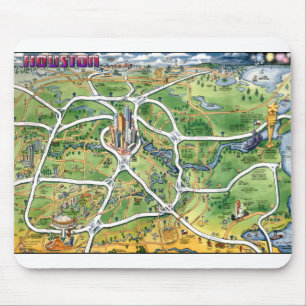 Mousepad Mapa de Cartoons de Houston Texas