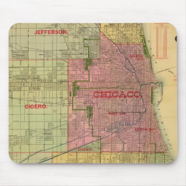 Mousepad Mapa de Chicago e arredores de Blanchard (Frente)