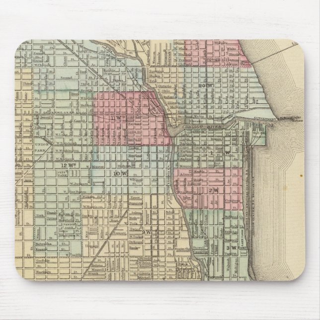 Mousepad Mapa de Chicago por Mitchell (Frente)