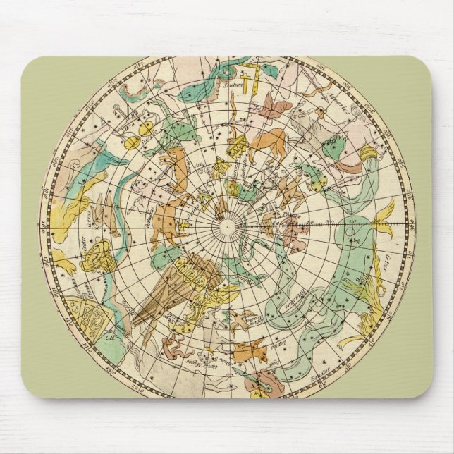 Mousepad Mapa de constelações e Gráficos do Céu do Sul (Frente)