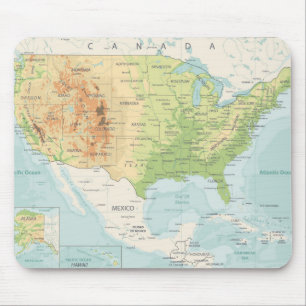 Mousepad Mapa de cor retro do mundo