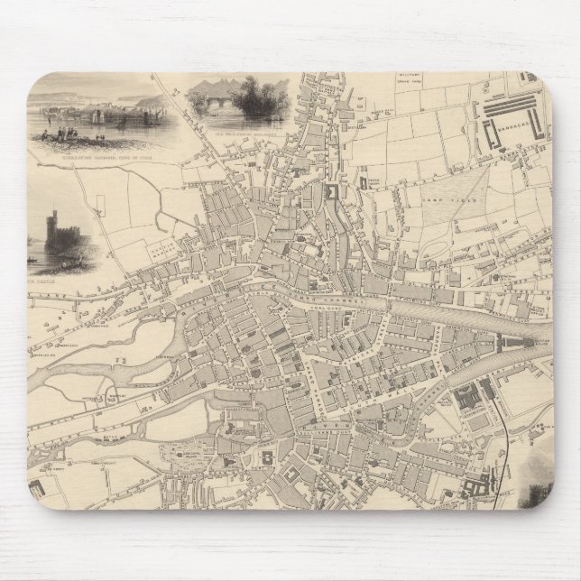 Mousepad Mapa de Cork, Irlanda (Frente)