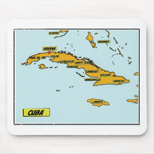 Mousepad Mapa de Cuba de Quadrinhos Antigos (Frente)