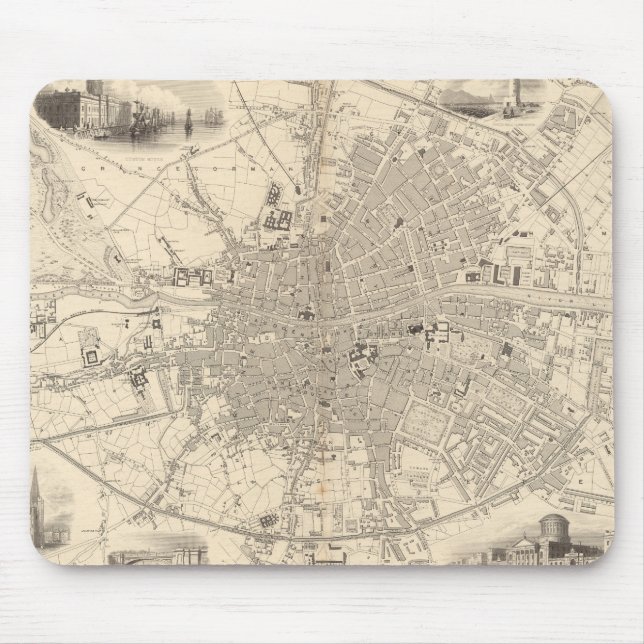 Mousepad Mapa de Dublim, Irlanda (Frente)
