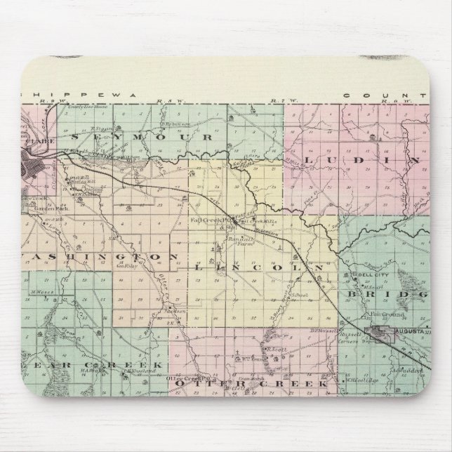 Mousepad Mapa de Eau Claire County, estado de Wisconsin (Frente)