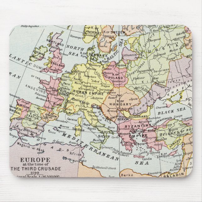 Mousepad Mapa de Europa | a terceira cruzada (Frente)