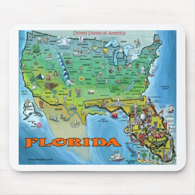 Mousepad Mapa de Florida EUA (Frente)