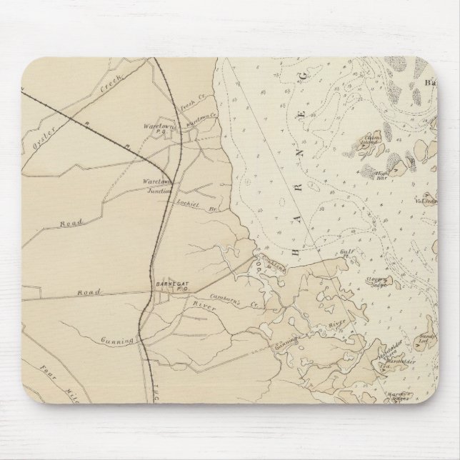 Mousepad Mapa de Gráficos de Barnegat para Tuckerton, seção (Frente)