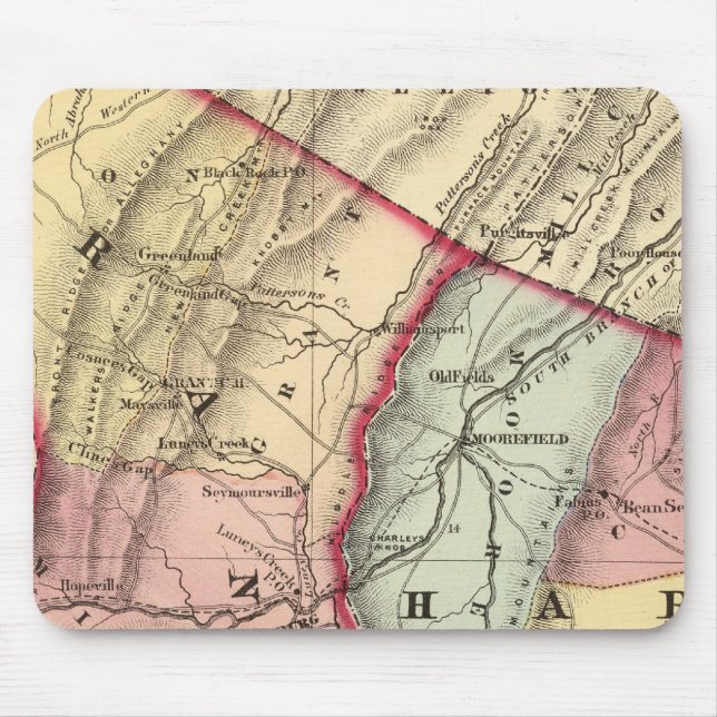 Mousepad Mapa de Grant, condados de Hardy (Frente)
