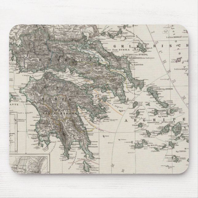Mousepad Mapa de Grécias por Stieler (Frente)